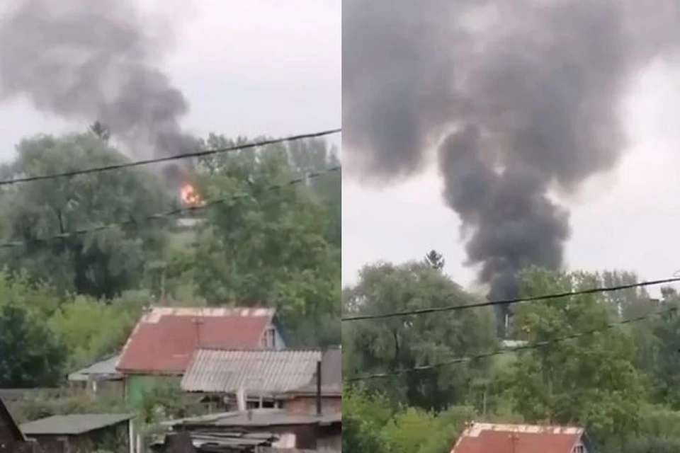 В Кировском районе Новосибирска случился пожар. Фото: Кадр из видео