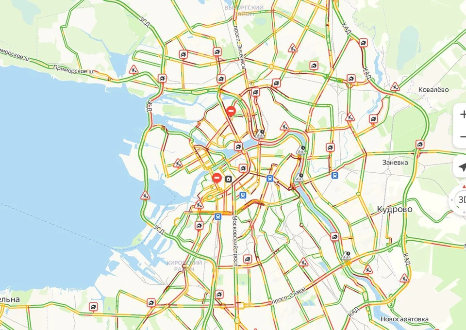 Карта питера пробки