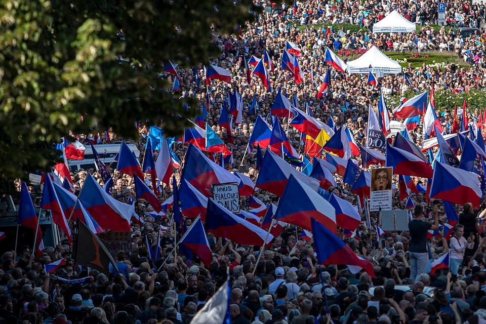 В Праге прошел самый крупный за последнее время митинг против политики правительства. Фото: MARTIN DIVISEK