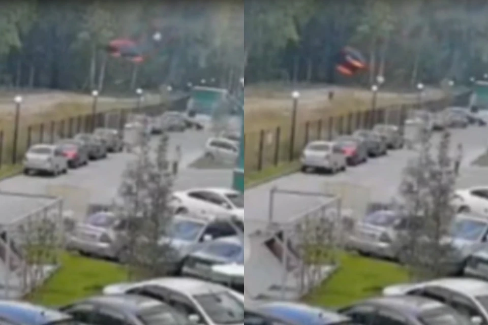 Новосибирцы заметили экстремала, прыгнувшего с парашютом во дворе жилого дома. Фото: стоп-кадры / Моя Первомайка.