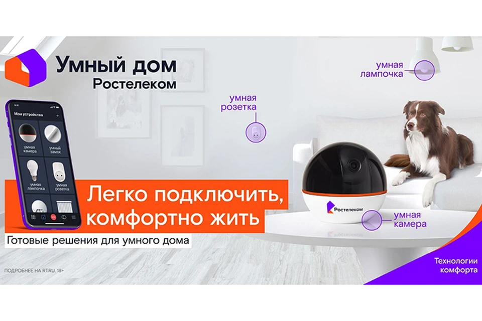 Пользователям «Умного дома» доступны камеры как для работы внутри дома, так и на придомовой территории или дачном участке. Изображение: ПАО «Ростелеком»