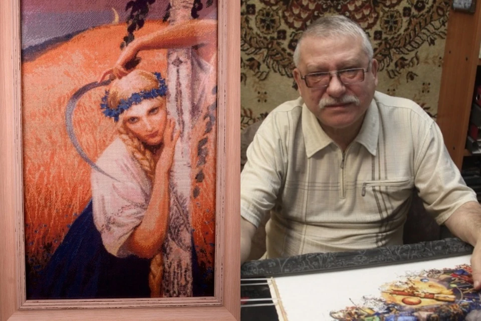 В Новосибирске живет 60-летний искусный мастер - он вышивает картины крестиком. Фото: Евгений Аникеев / ЧС-ИНФО.