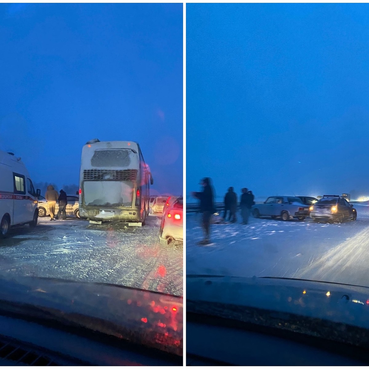 На трассе М-5 под Челябинском попали в аварию автобус, грузовик и четыре  авто - KP.RU