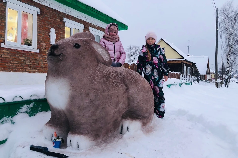 Обезьяны из снега в Амге