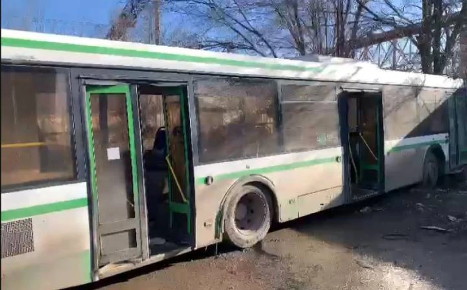 Водитель автобуса не справился с управлением и врезался в дерево. Фото: ГИБДД РО