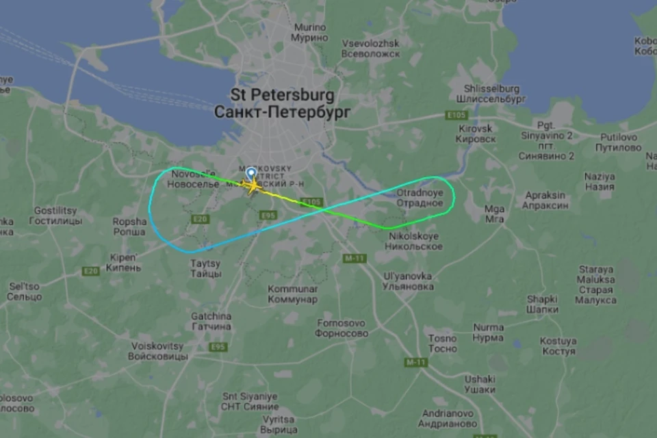 Самолет экстренно сел в Петербурге. Фото: Flightradar
