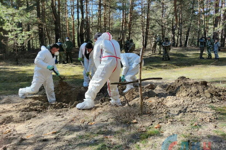 Местные жители, несмотря на угрозу минной опасности, установили на захоронении крест. Фото: ЛИЦ