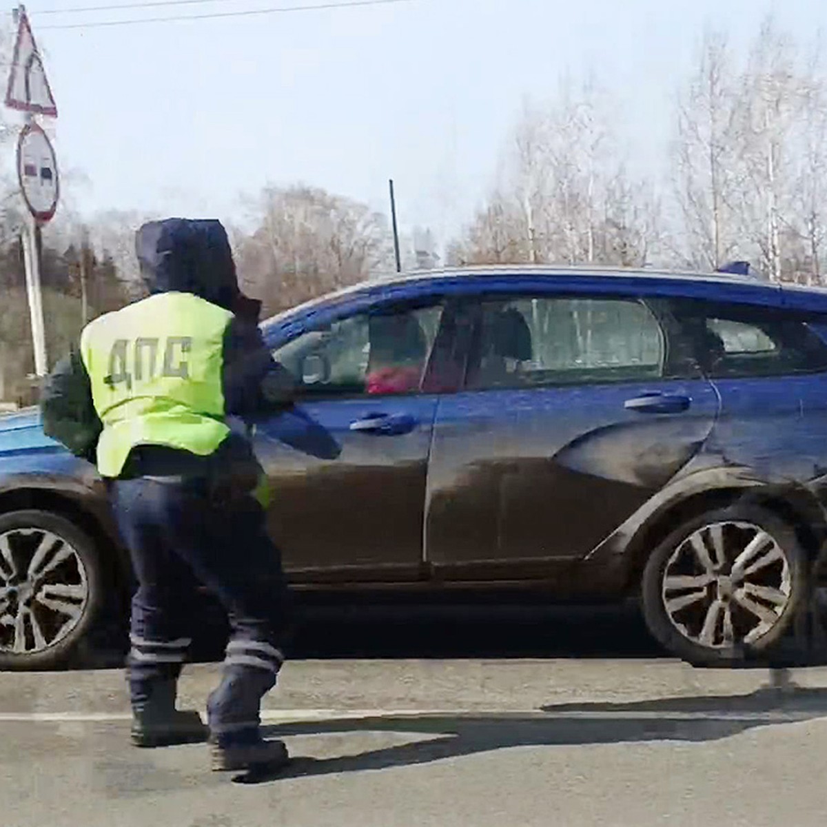 В Пермском крае пьяная автоледи скрываясь от полиции, прокатила инспектора  на капоте - KP.RU