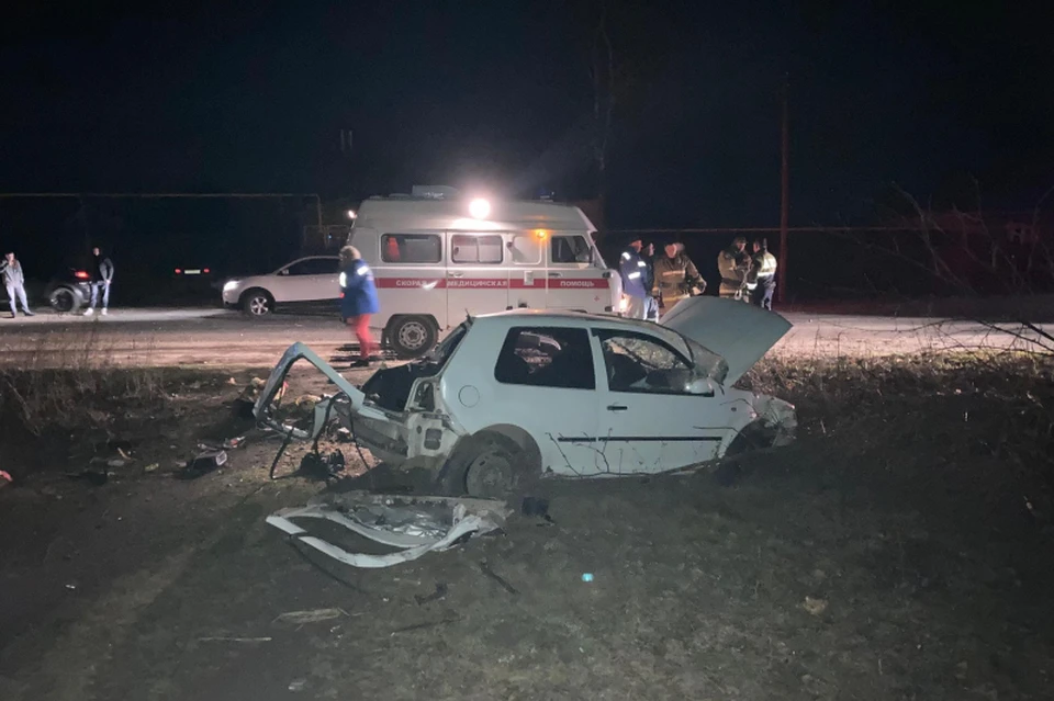 Volkswagen Golf. на полной скорости вылетел с дороги и врезался в дерево. Фото: УМВД по Рязанской области.