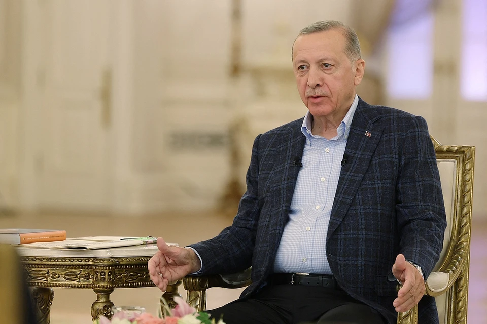 Президент Турции Реджеп Эрдоган во время интервью.