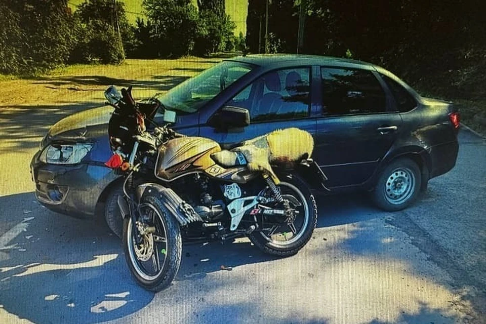 В результате ДТП 45-летний мотоциклист получил травмы. Фото: Госавтоинспекция области.