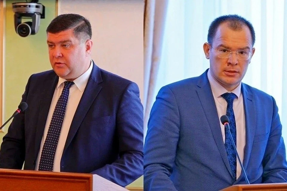 Слева направо: министр ЖКХ Борис Беляев и министр строительства Рамзиль Кучарбаев Фото: glavarb.ru