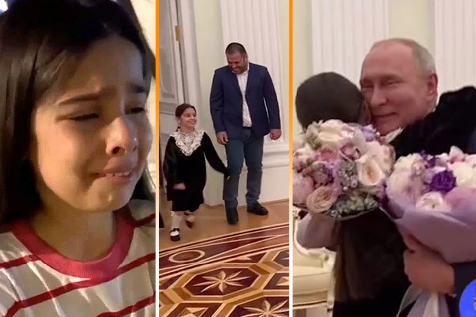 Владимир Путин встретился с Раисат и ее семьей в Кремле. Фото: кадр из видео @ телеграм-канал Павла Зарубина