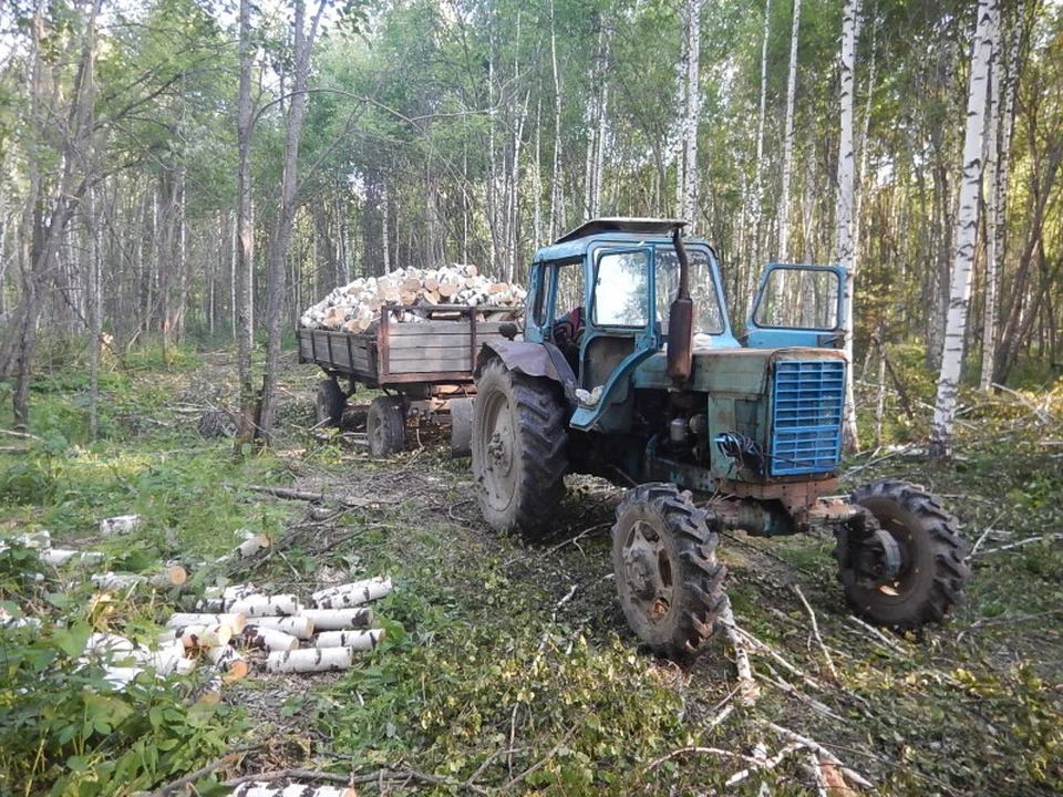 Груженый древесиной трактор изъяли и поставили на спецстоянку