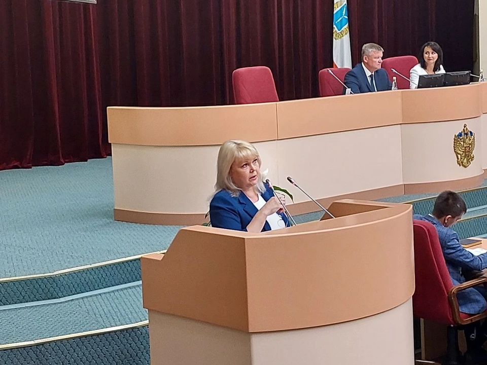 Министр финансов Саратовской области Ирина Бегинина в ходе заседания Думы