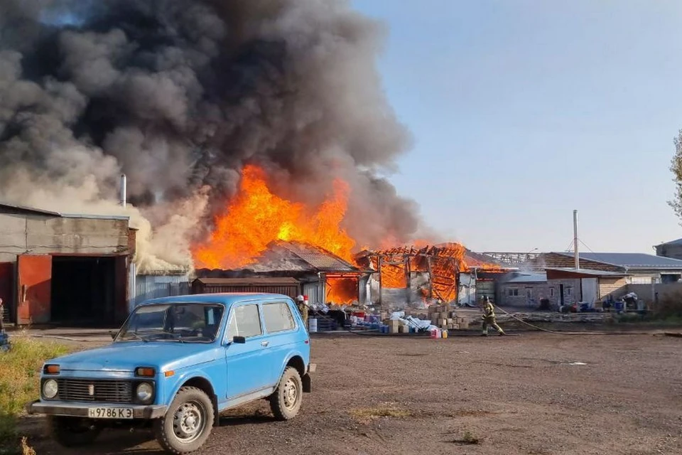 В Минусинске сгорели магазин и автосервис на площади 600 квадратных метров. Фото: МЧС