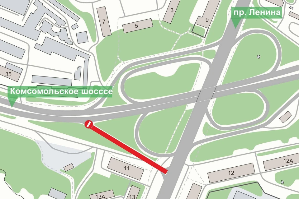 Съезд с Комсомольского шоссе на проспекте Ленина. Фото: ЦОДД Нижнего Новгорода