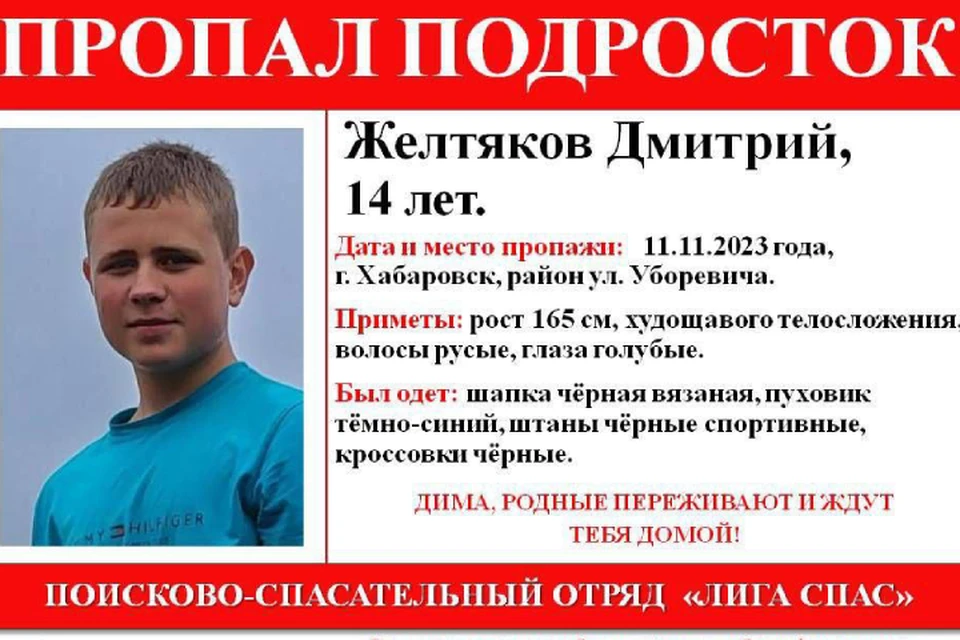 Дмитрий пропал 11 ноября, последний раз его видели в районе улицы Уборевича. Фото: ДПСО «Лига Спас»