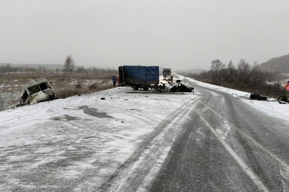 ДТП произошло на 73-м км трассы. Фото: Госавтоинспекция НСО.