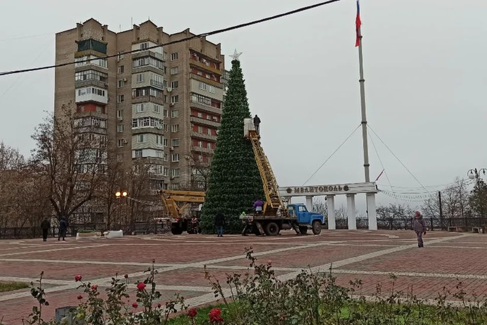 В Мелитополе 11 декабря монтируют ветки главной елки города