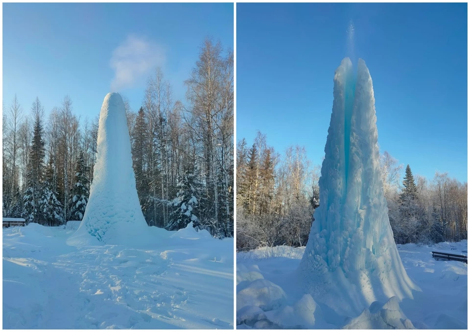Ледяной фонтан. Фото: vk.com/npzuratkul