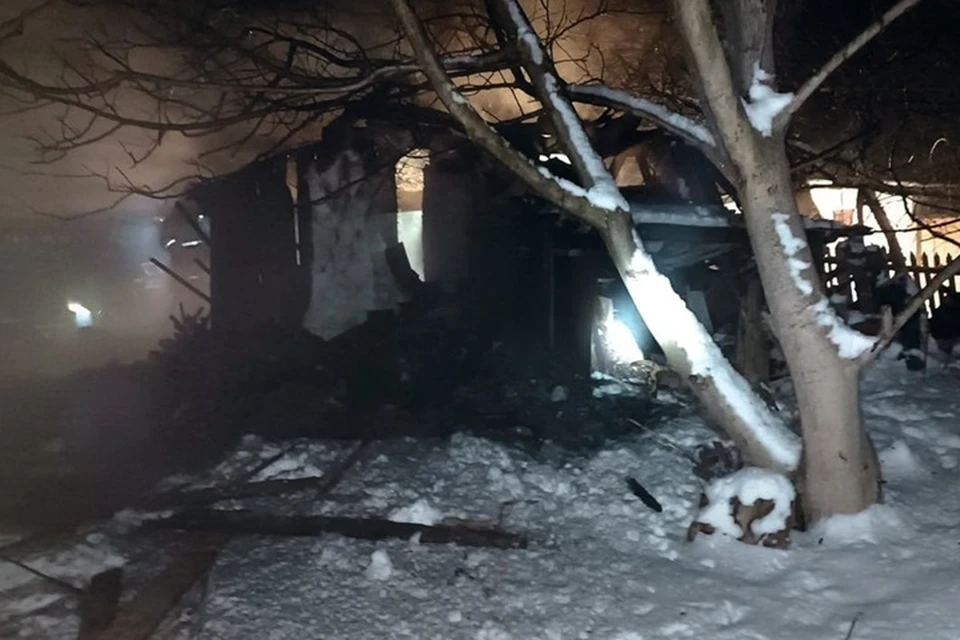 1 февраля в 0:45 в поселке Новодарьевка на улице Восточная начался пожар в частном доме. Фото - МЧС ЛНР