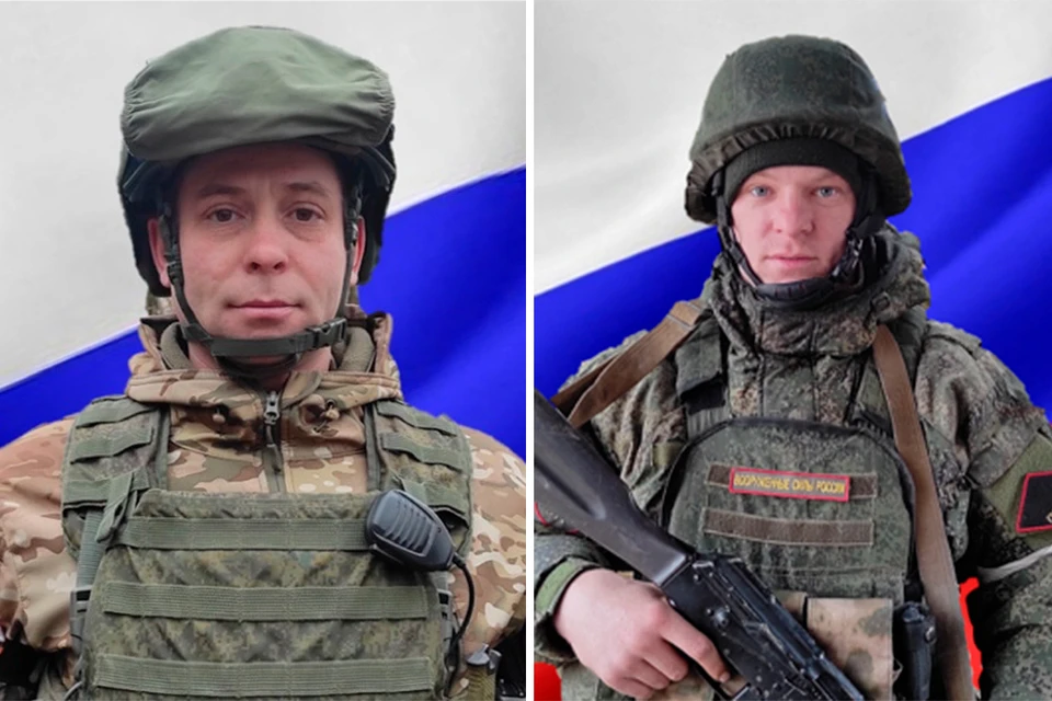 Гвардии прапорщик Иван Космин и гвардии младший сержант Николай Муравский.