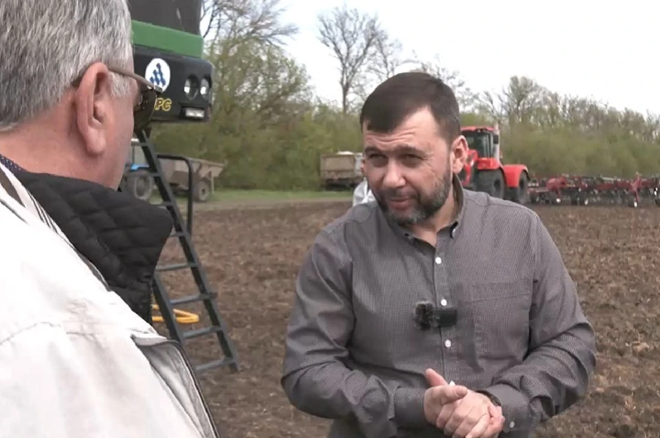 Денис Пушилин посетил сельхозугодья государственной корпорации «Аграрный Донбасс» на юге ДНР. Фото: ТГ/Пушилин
