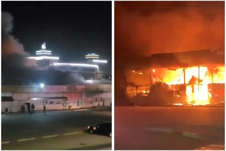 Взрыв и клубы дыма: крупный пожар вспыхнул в торговом комплексе на Ставрополье