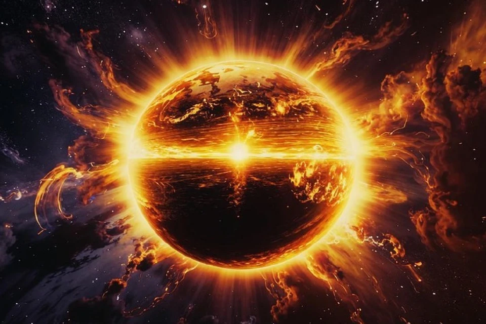 Вспышечная и геомагнитная активности на Солнце должны приблизиться к нулю. Фото: создано с помощью «Kandinsky by Sber AI»