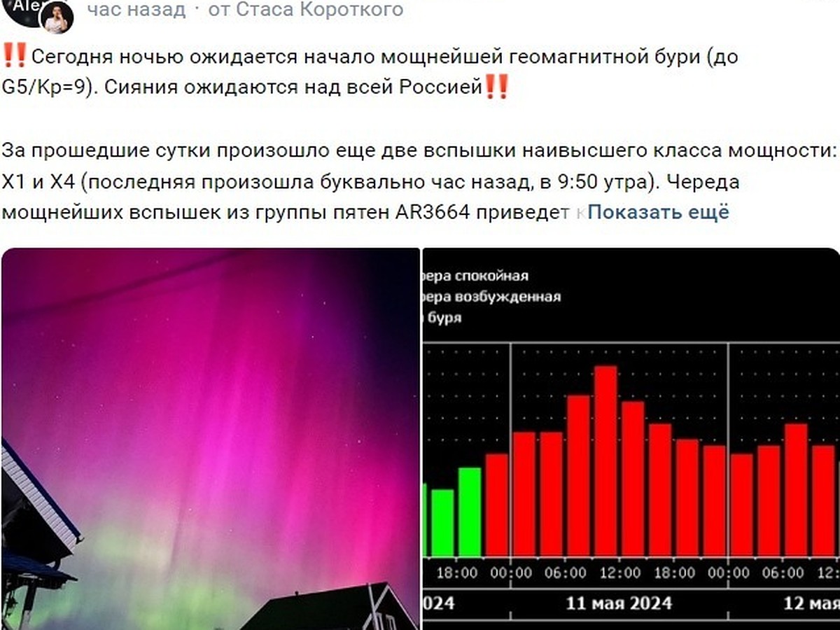 Жители Воронежской области ночью 11 мая могут увидеть северное сияние -  KP.RU