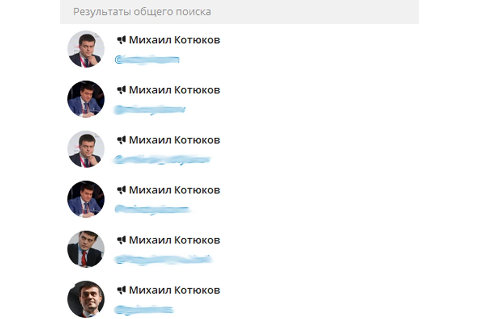 Скриншот с фейками каналов губернатора Красноярского края