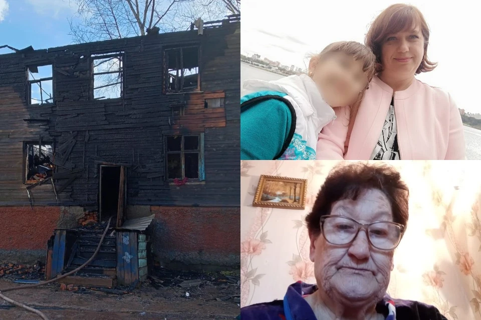 Пожар произошел в воскресенье вечером. Дом не подлежит восстановлению. Фото: (слева и справа в нижнем углу) предоставлено Светланой Дугановой/ (справа сверху) архив Марины Мельниковой.