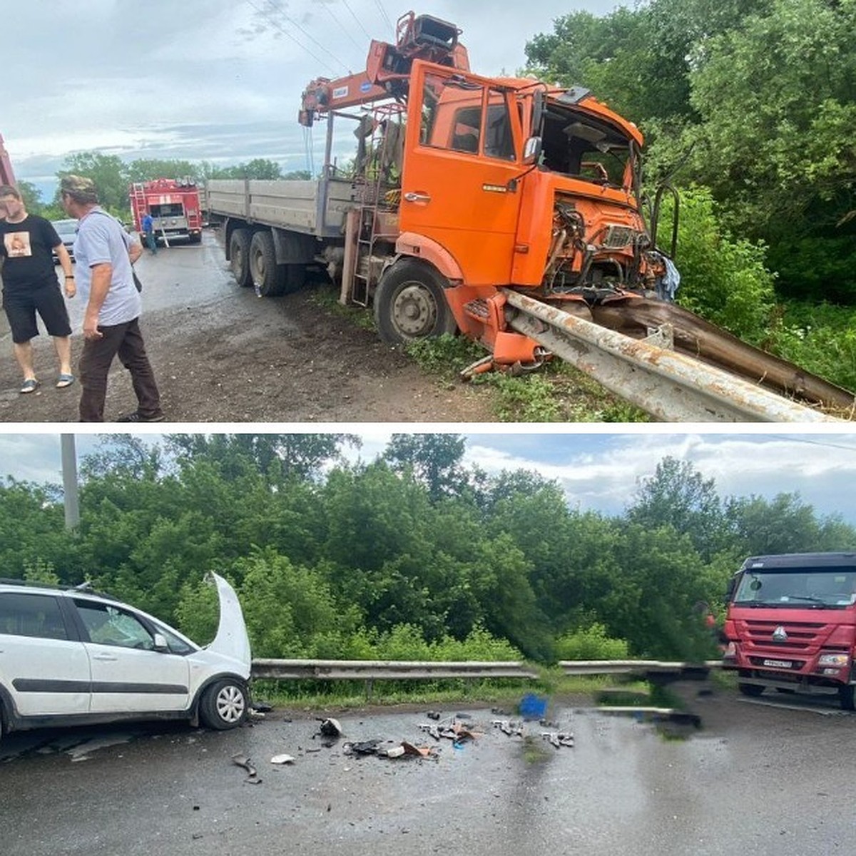 На дороге Уфа-Кабаково в массовой аварии с КамАЗом и самосвалом пострадал  83-летний водитель легковушки - KP.RU