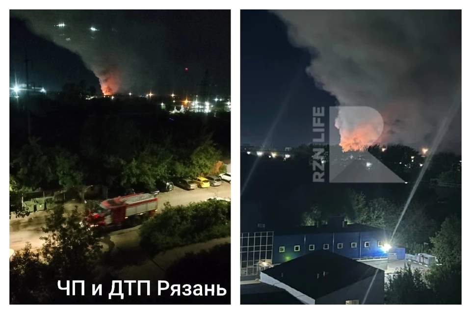 Как сообщили очевидцы, «что-то бахнуло и загорелось» в Северо-западном промузле Рязани. Фото опубликованы Telegram-каналами RZN LIFE и «ЧП и ДТП Рязань»