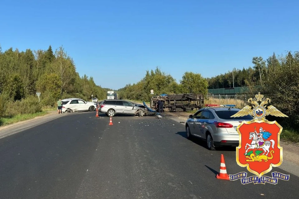 Три автомобиля столкнулись в подмосковном Солнечногорске, есть пострадавшие. Фото: ГУ МВД России по Московской области