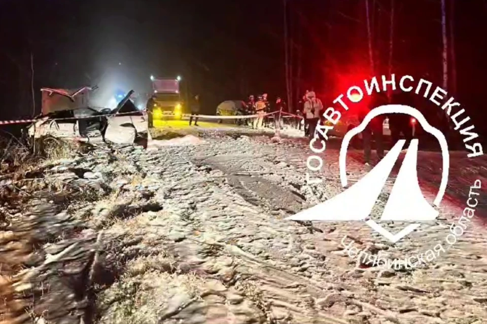 Автомобиль занесло из-за снегопада. Фото: Госавтоинспекция Челябинской области