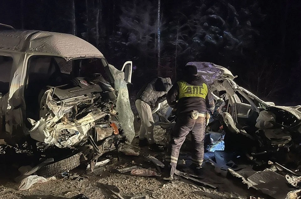 На уральской трассе ночью столкнулись два автомобиля. Фото: Госавтоинспекция Свердловской области