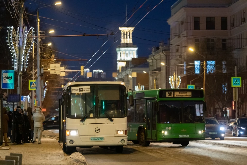 Рассказываем, как будут ездить автобусы в Красноярске в день открытия главной ёлки, в новогоднюю ночь и на Рождество