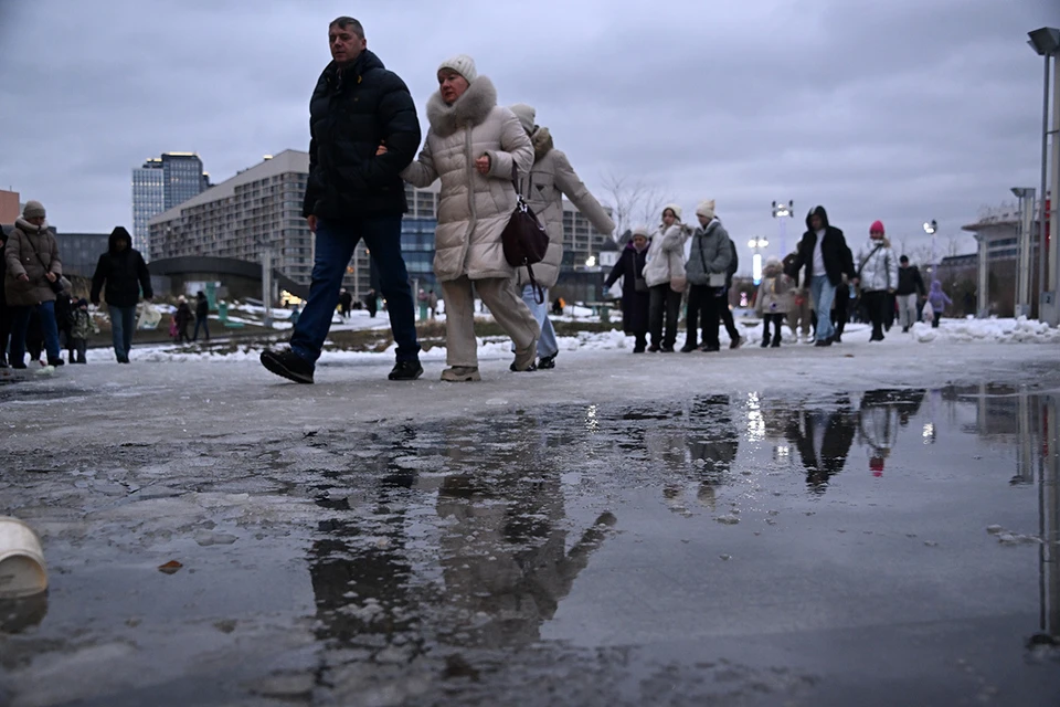 В Москве снежная сказка сменилась оттепелью и дождями.