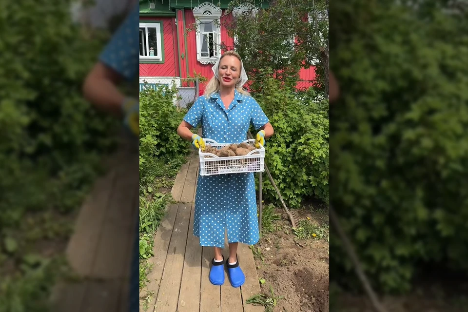 Теперь звезда ждет на сбор урожая журналиста Андрея Малахова. Фото: кадр из видео / t.me/victoriashelyagova