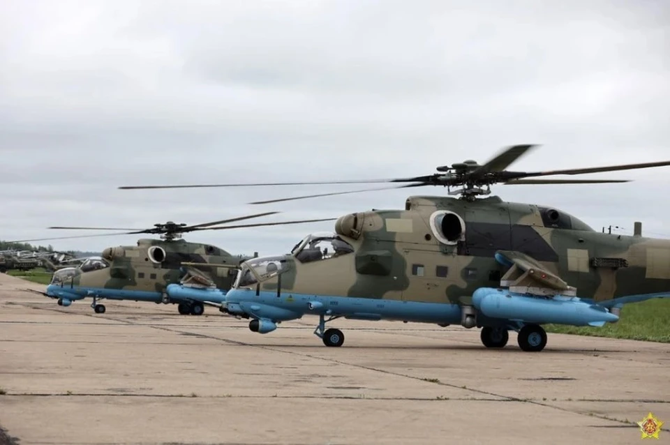 В Белоруссию прибыли новые российские боевые вертолёты Ми-35МЭ, фото: Минобороны Белоруссии