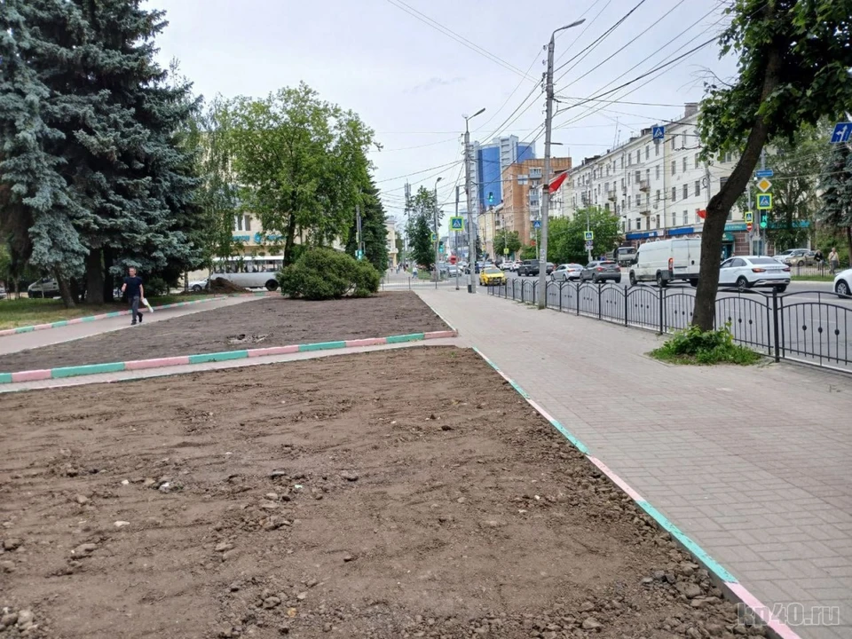 «Сложный ассортимент»: В Калуге рассказали о причинах задержки озеленения на улице Ленина.