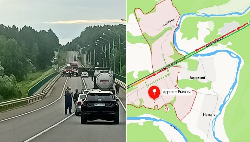 Движение парализовано: грузовик перекрыл трассу под Юхновом.