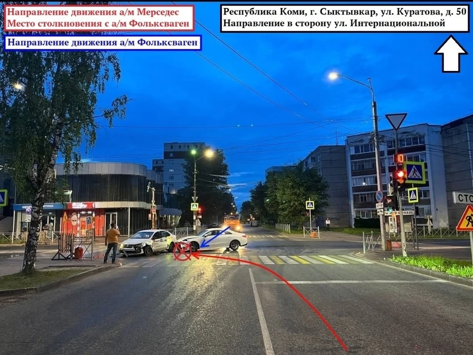 В Сыктывкаре в ДТП пострадали двое мужчин. Фото: ГАИ по Коми.