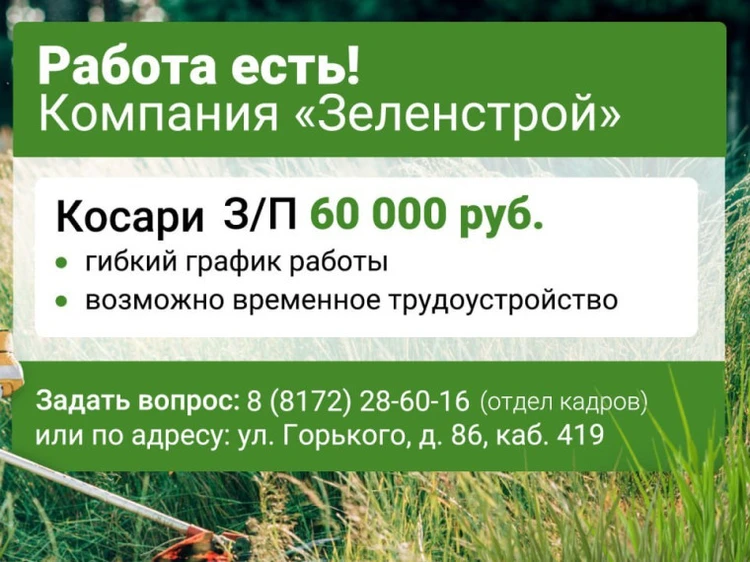 В Вологде ищут косарей