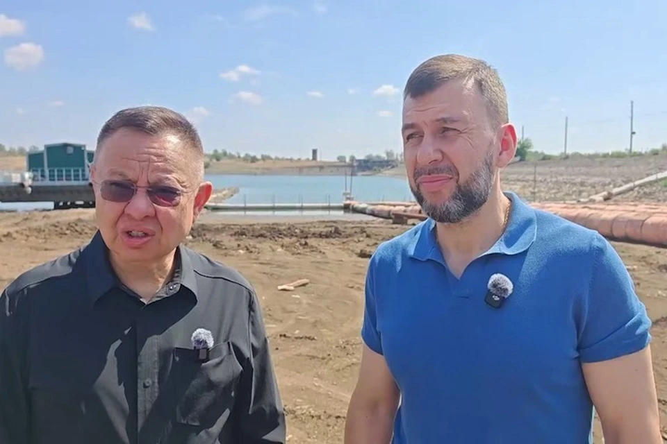 Файзуллин и Пушилин проверили работы по восполнению запасов воды в ДНР. Фото: Пушилин/ТГ