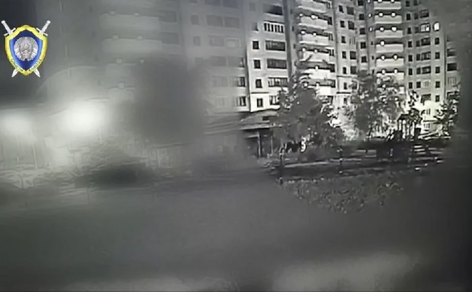 СК показал видео момента падения сбитого БПЛА в Минске. Фото: стоп-кадр | видео СК.