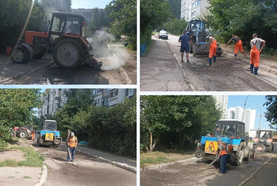 Ульяновские дорожники укладывают новый асфальт во дворах. Фото администрация Ульяновска