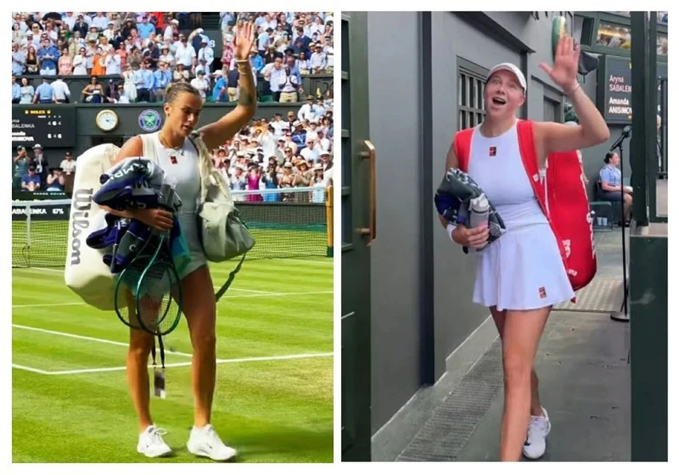 Белоруска Арина Соболенко и Аманда Анисимова из США играют в финале US Open 2025. Фото: кадры видео
